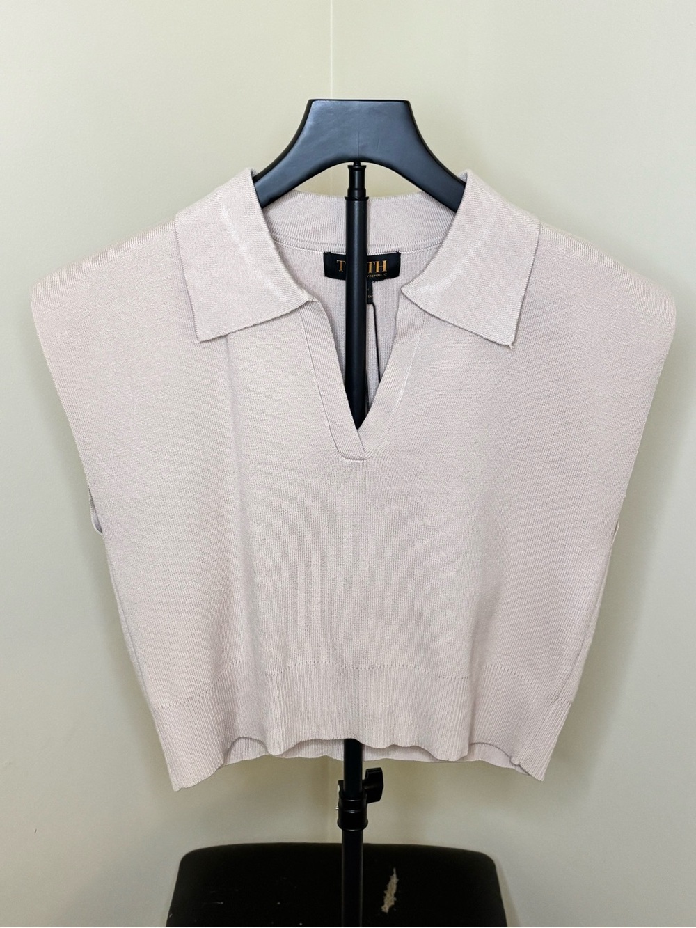 Truth Light Beige Collared Sleeveless Crop Top